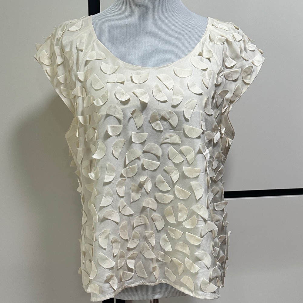 Talbots Cream Ivory Textured Blouse Shell 14P